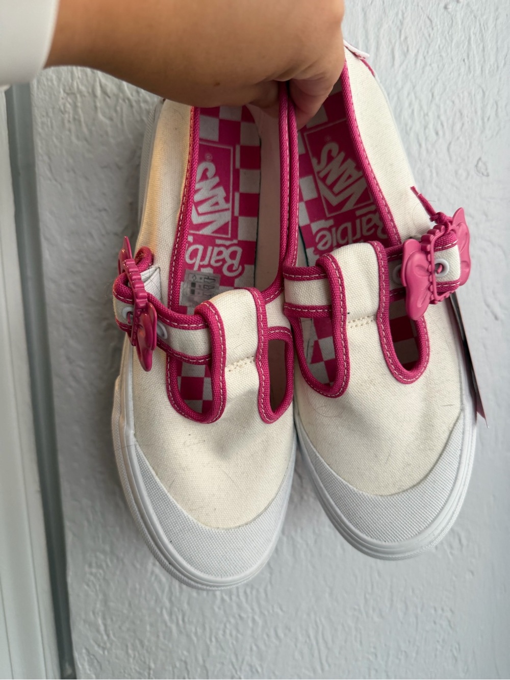 Vans Barbie Pink Trim Mary Jane Canvas Shoes